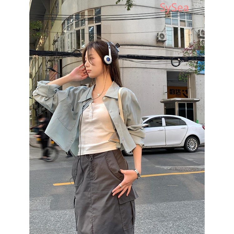 Áo Sơ Mi Dài Tay Cổ Polo Thiết Kế Không Đồng Đều Thời Trang Theo Phong Cách Pháp Cho Nữ