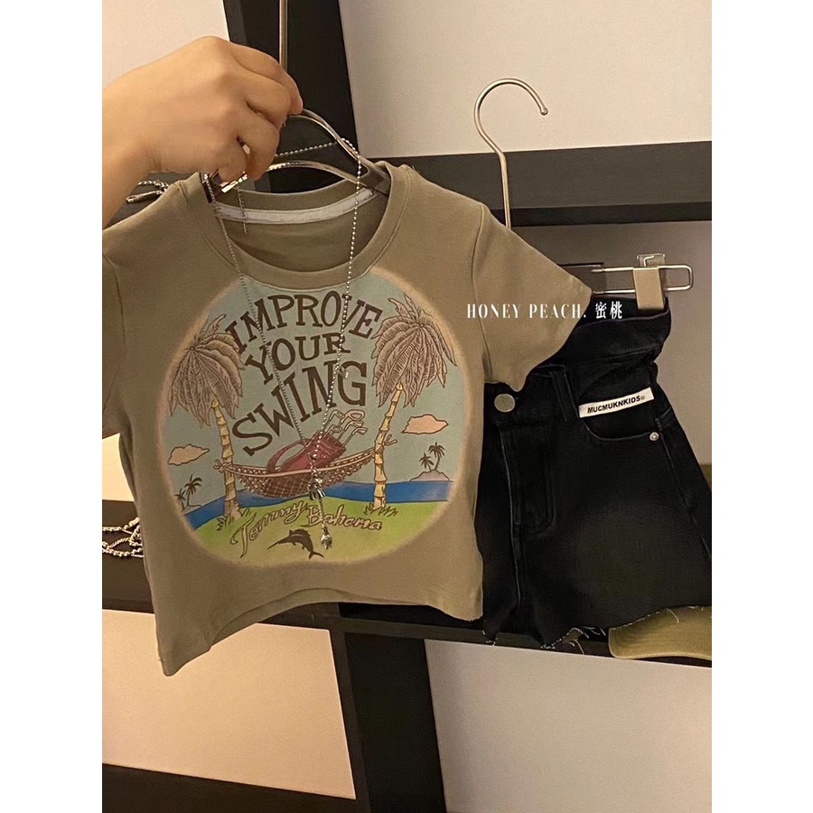 Áo Thun Cotton Tay Ngắn In Họa Tiết Hoạt Hình Thời Trang Mùa Hè Cho Bé Gái