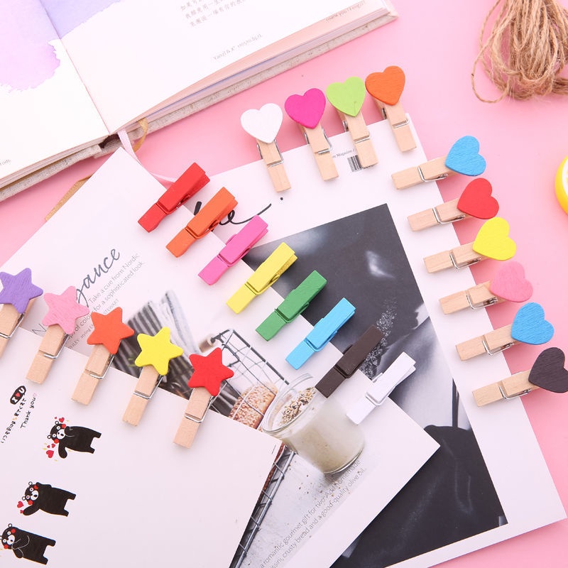 Kẹp Gỗ Treo Ảnh Họa Tiết Hoạt Hình Nhiều Màu Dễ Thương