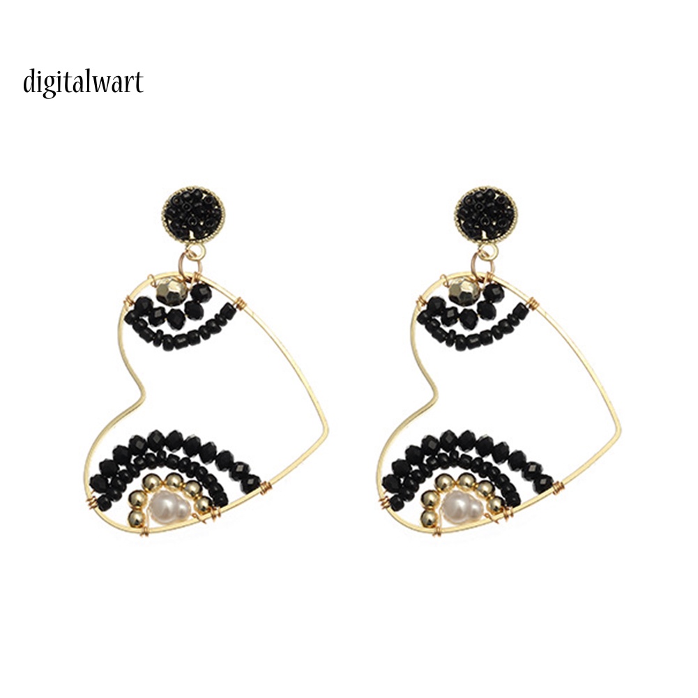 Kỹ Thuật Số| Khuyên Tai Trái Tim Đính Hạt Thời Trang Nữ Tính