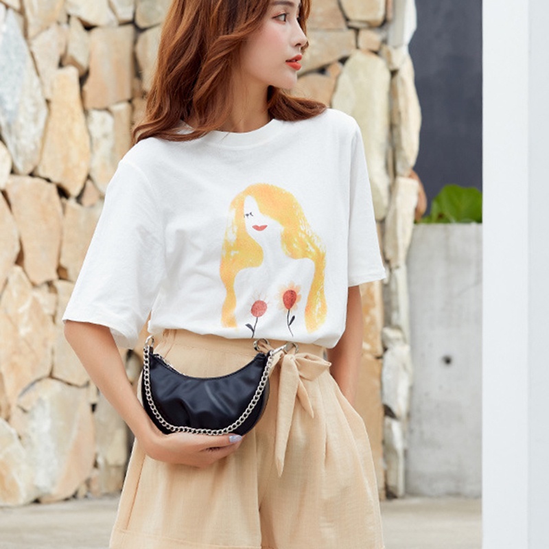 Ielgy Túi Xách Đeo Vai Phối Dây Xích Dày Gấp Gọn Đơn Giản Cao Cấp Dễ Phối Đồ Cho Nữ