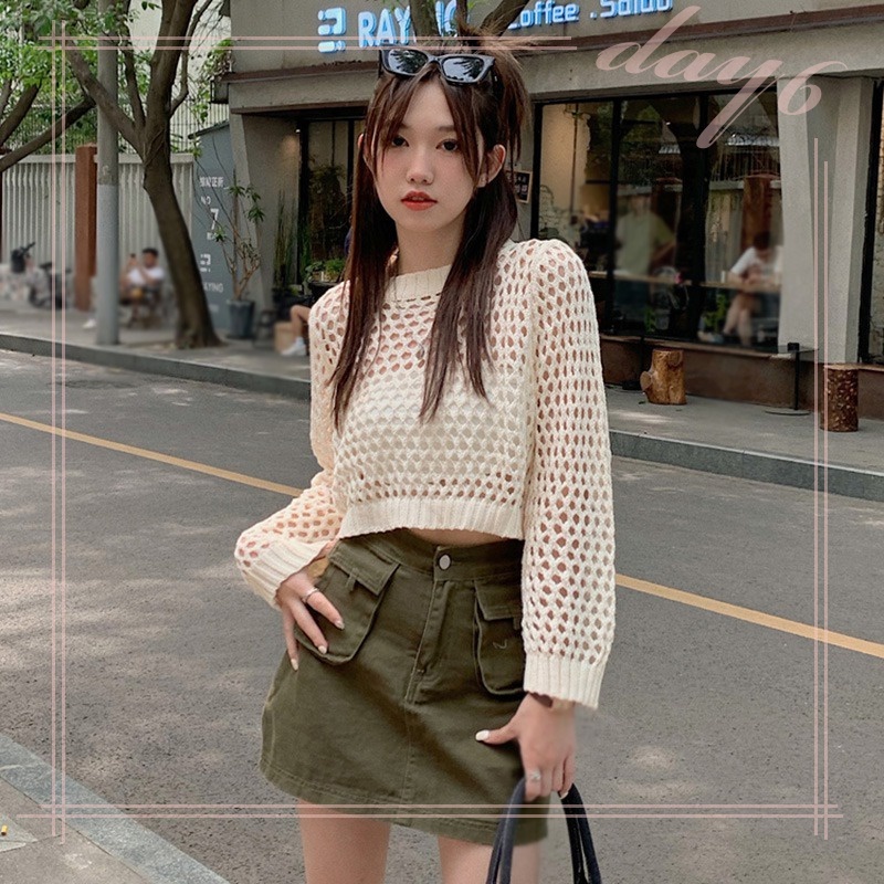 Áo Thun Dệt Kim Mỏng Thoáng Khí Chống Nắng Phong Cách Hàn Quốc Cho Nữ