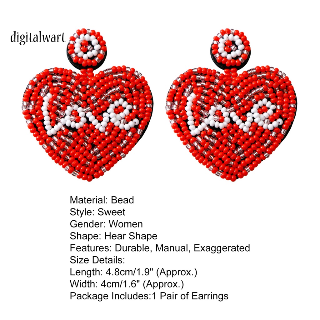 Kỹ Thuật Số| 1 Đôi Bông Tai Thả Hình Trái Tim Sợi Bện Thủ Công Màu Sắc Tương Phản Thời Trang Cho Nữ