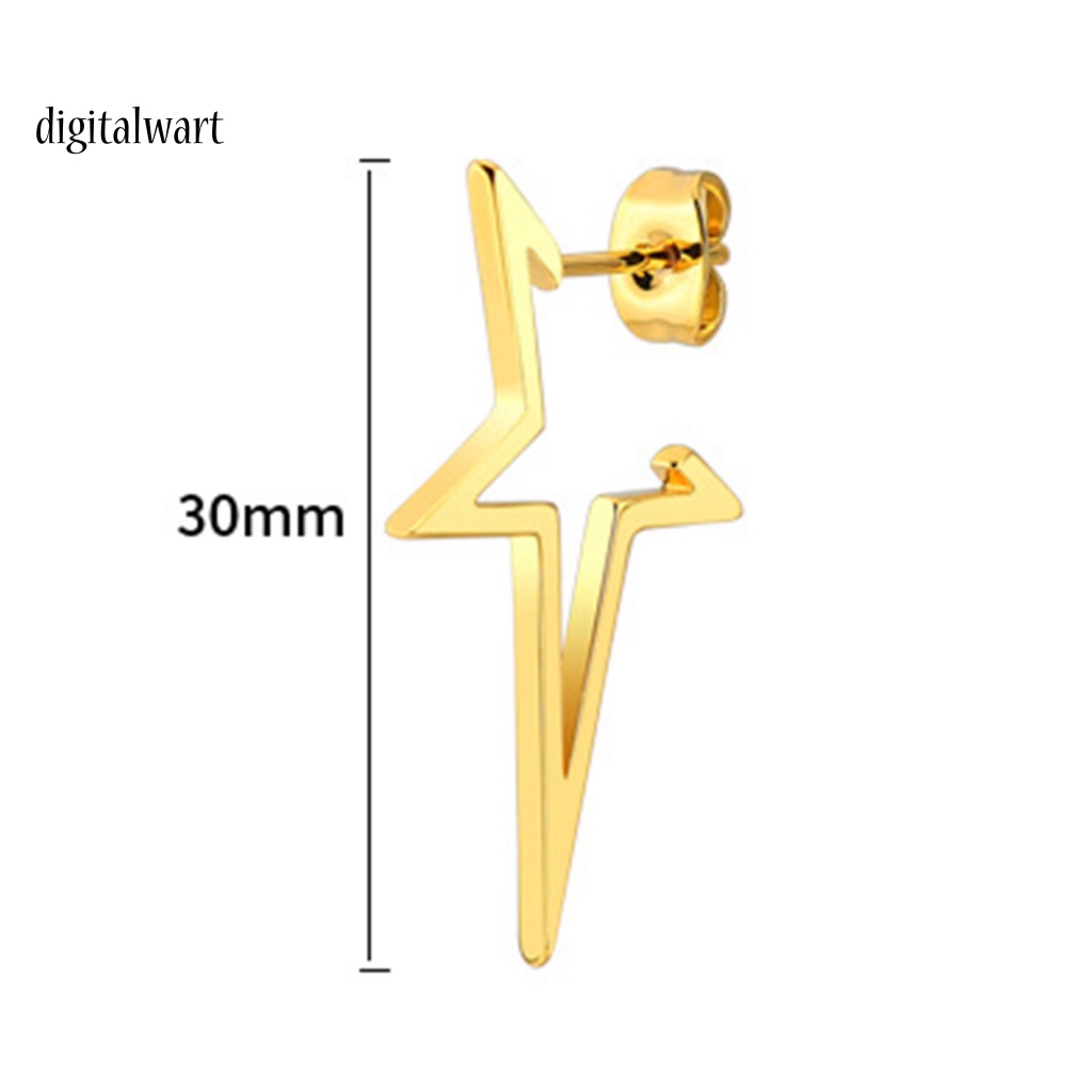 Kỹ Thuật Số| 1 Đôi Bông Tai Hình Ngôi Sao Năm Cánh Bằng Hợp Kim Màu Trơn Phong Cách Hip hop Cho Nữ