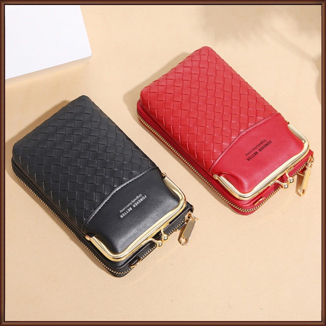 Túi Đeo Chéo Đựng Điện Thoại Màu Trơn Cỡ Lớn Thời Trang Cho Nữ Ví