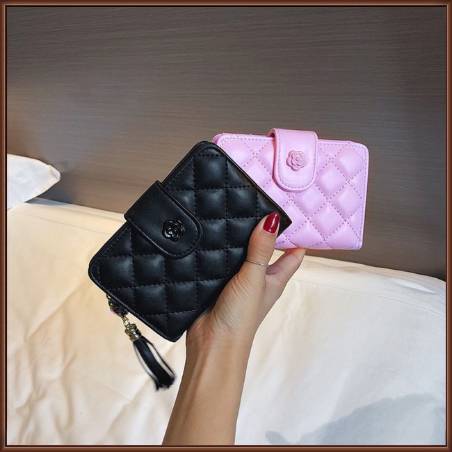 Ví Da Pu Đựng Thẻ Đa Năng Có Khóa Kéo Đính Tua Rua Thời Trang Cho Nữ Giá Đỡ