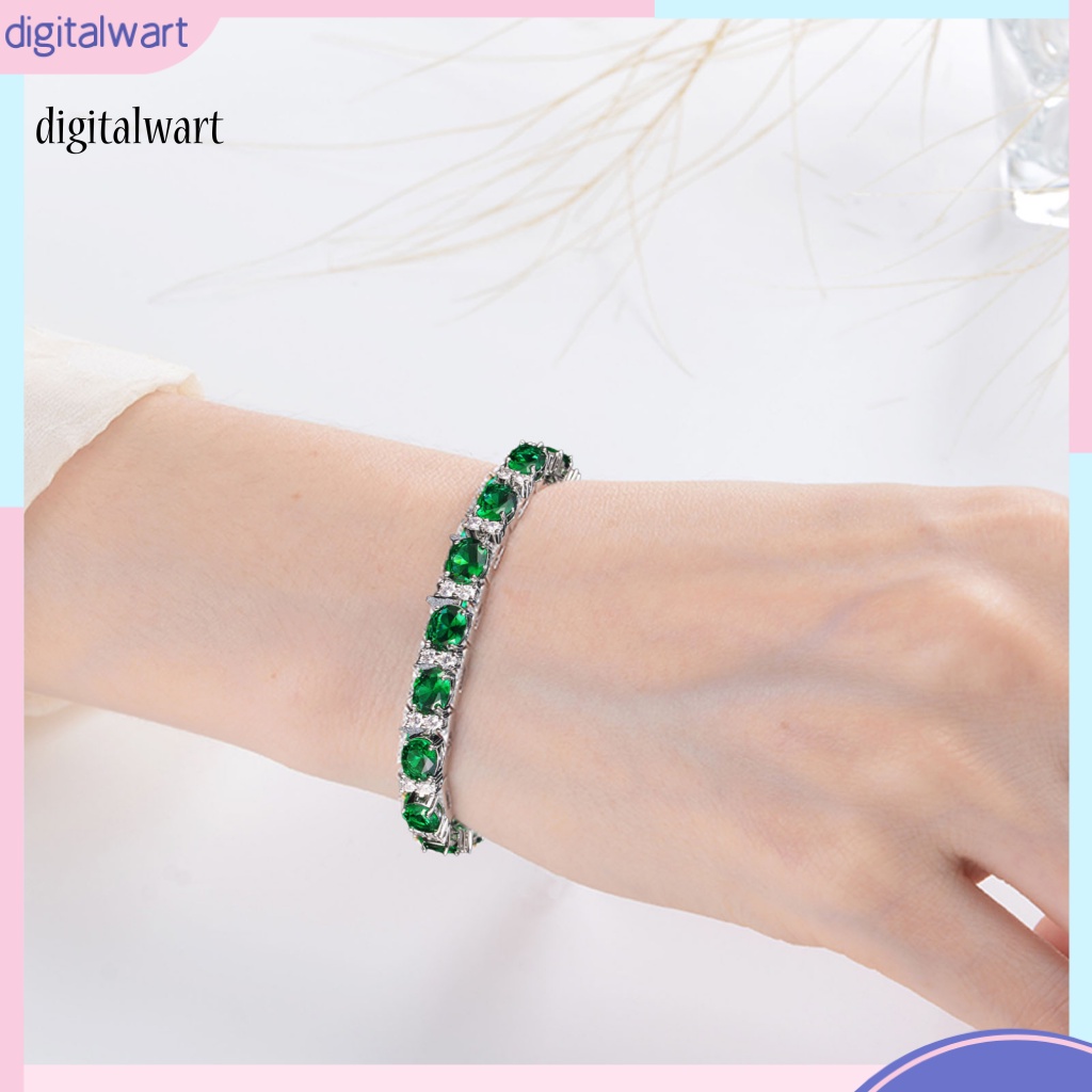 Kỹ Thuật Số| Vòng Tay Đính Đá Zircon Hình Oval Không Dễ Vỡ Thời Trang Cho Nữ