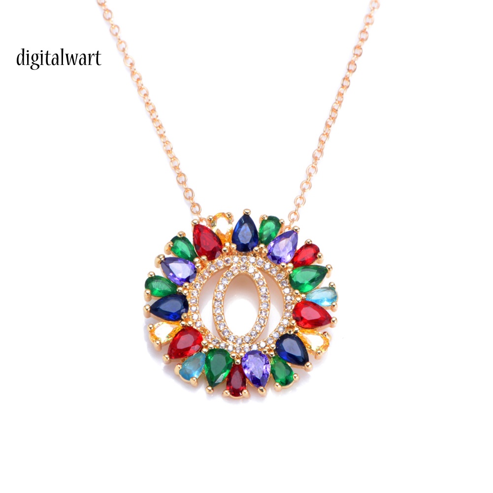 Kỹ Thuật Số| Vòng cổ HợP Kim ĐíNh Đá HìNh TròN MàU CầU VồNg