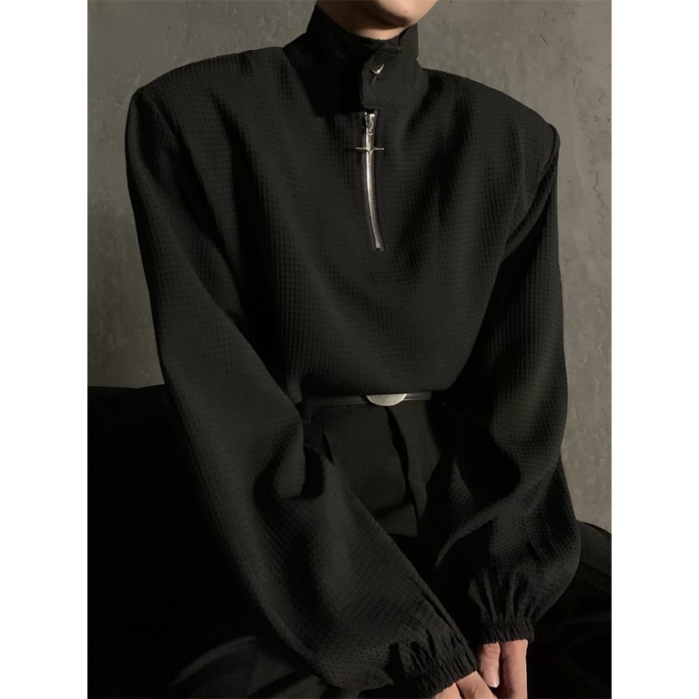 Áo Khoác Cổ Đứng Phối Khóa Kéo Kim Loại Thời Trang Mùa Thu Cho Nam