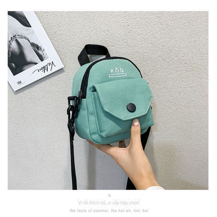 Túi Đeo Chéo Một Bên Vai Bằng Vải Bạt Nhiều Màu Kích Thước Nhỏ Phong Cách Hip Hop Đường Phố Cá Tính Hợp Thời Trang