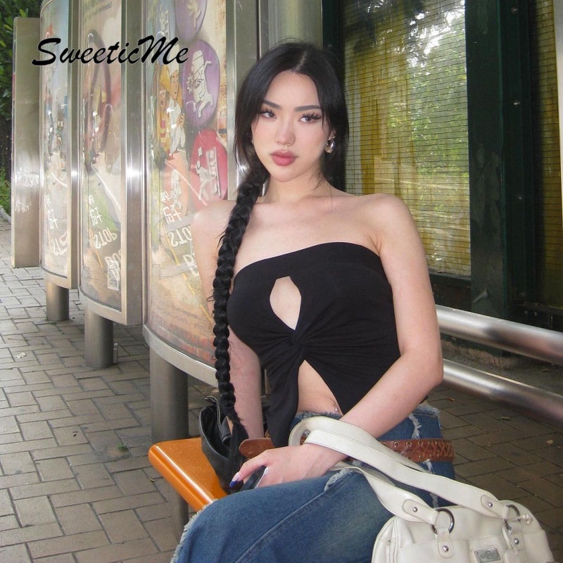 Áo Ống Màu Trơn Hở Lưng Dáng Ôm Thời Trang 2023 Quyến Rũ Cho Nữ