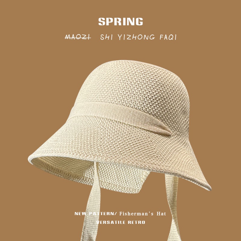 Mũ Bucket Dệt Kim Thoáng Khí Phong Cách Thời Trang Hàn Quốc Cho Nữ