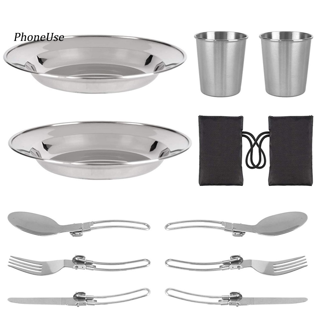 Bộ 10 Dụng Cụ Nấu Ăn 10 Món Bằng Thép Không Gỉ PU Màu Bạc An Toàn Cho Hoạt Động Cắm Trại