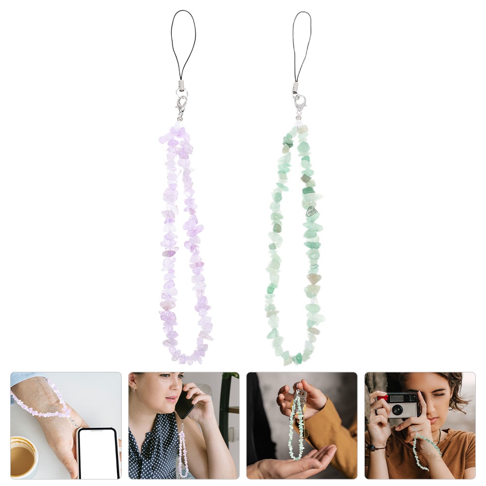 Set 2 Dây Đeo Cổ Tay Xỏ Hạt Gắn Điện Thoại Máy Ảnh Tiện Dụng