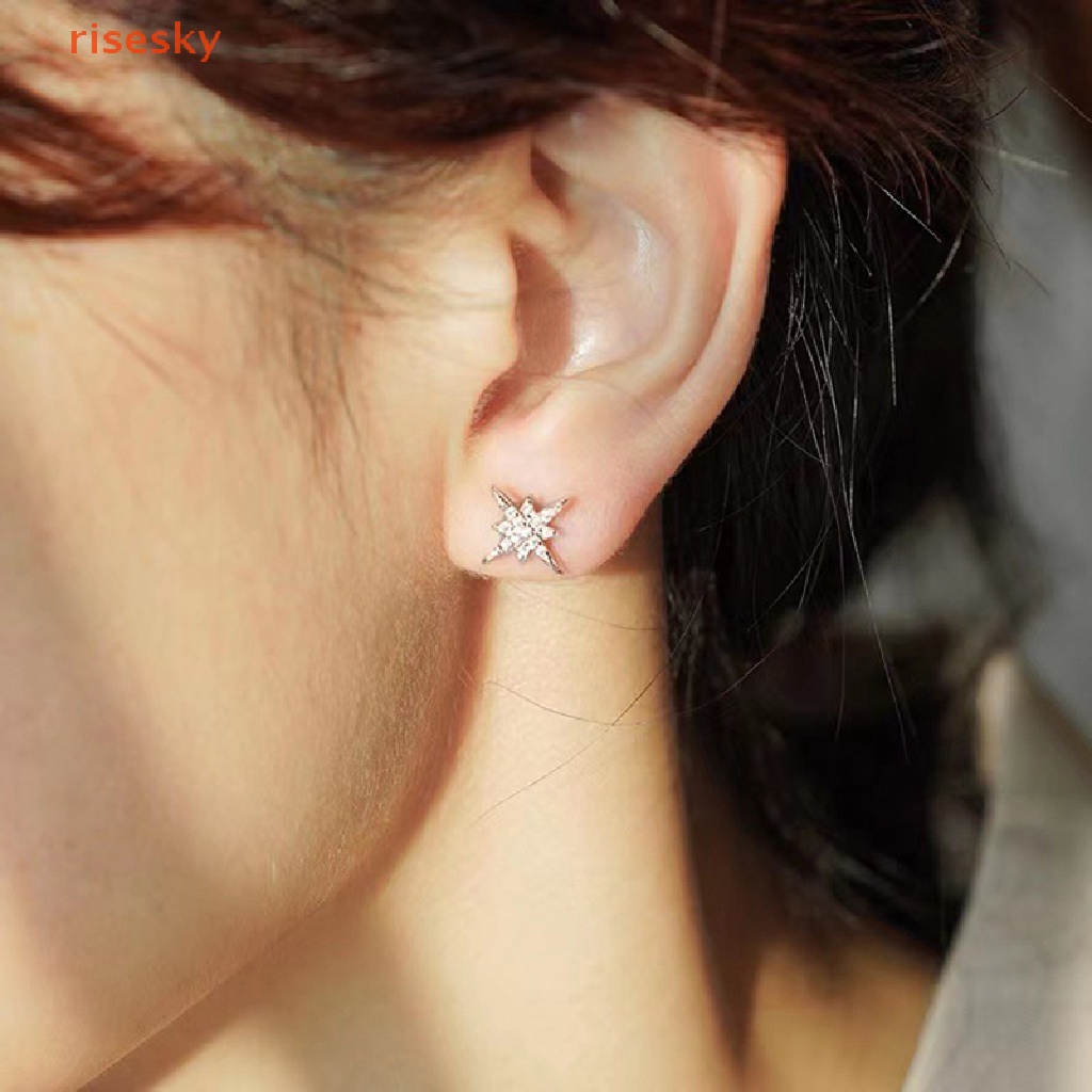 1 Đôi Bông Tai Đính Đá Zircon Hình Ngôi Sao Thời Trang Cho Nữ