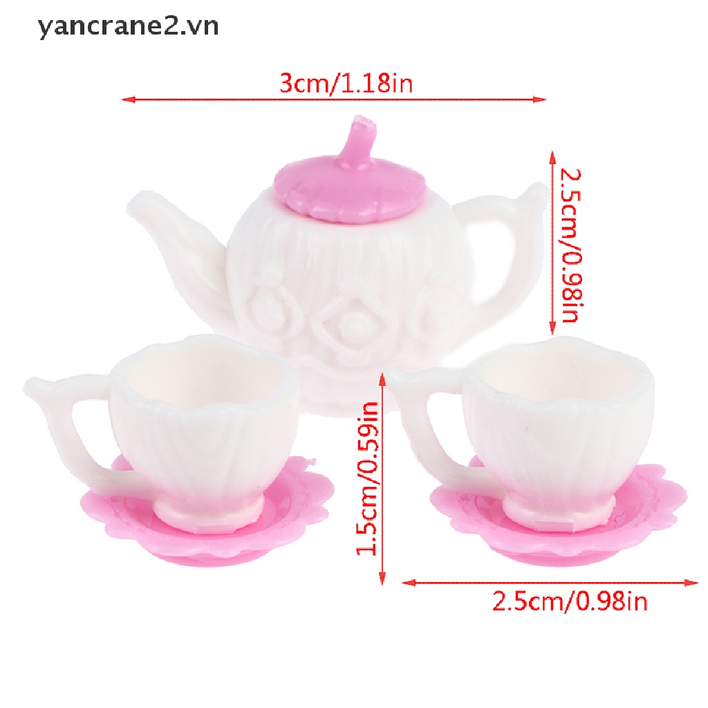 Bộ 3 Ấm Tách Uống Trà / Cà Phê Mini Dành Cho Nhà Búp Bê {yancrane2.vn}