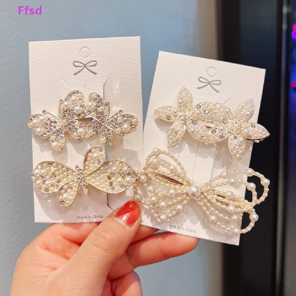 Kẹp Tóc Hình Hoa Và Bướm Đính Ngọc Trai Nhân Tạo Thời Trang Cho Nữ