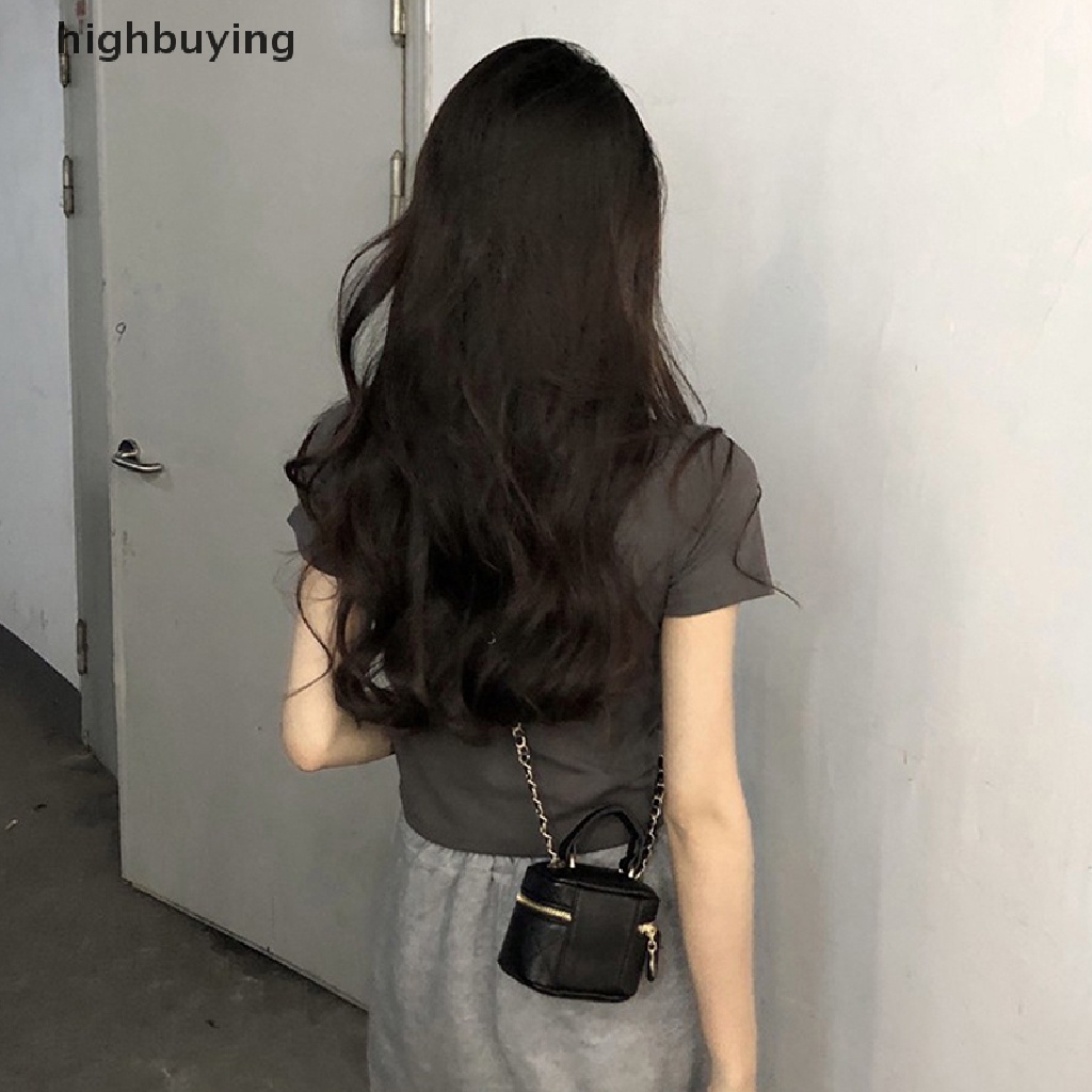 Áo Thun Tay Ngắn Cổ Vuông Màu Sắc Đơn Giản Cho Nữ