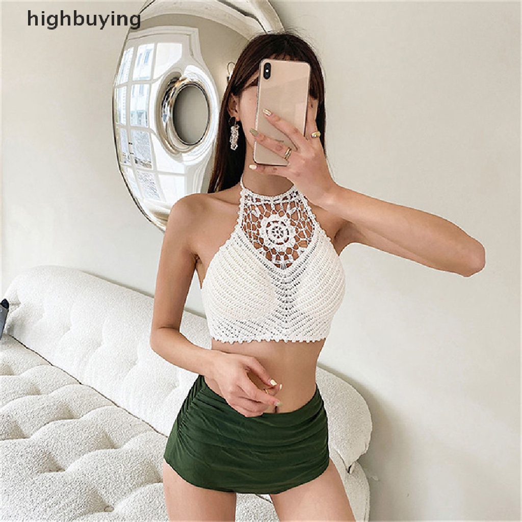 Hbvn Belle Áo Crop Top Hai Dây Ngắn Khoét Lỗ Gợi Cảm Màu Trơn Cho Nữ Modish