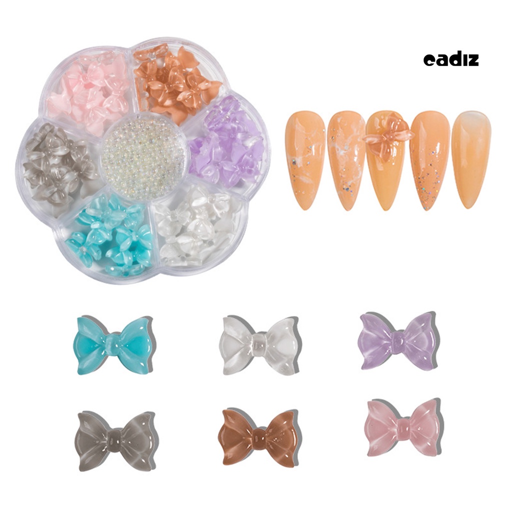 1 Hộp Nhãn Dán Hình Nơ Đính Ngọc Trai Giả Bằng Nhựa Resin Dễ Thương Dùng Trang Trí Móng Tay Nghệ Thuật DIY