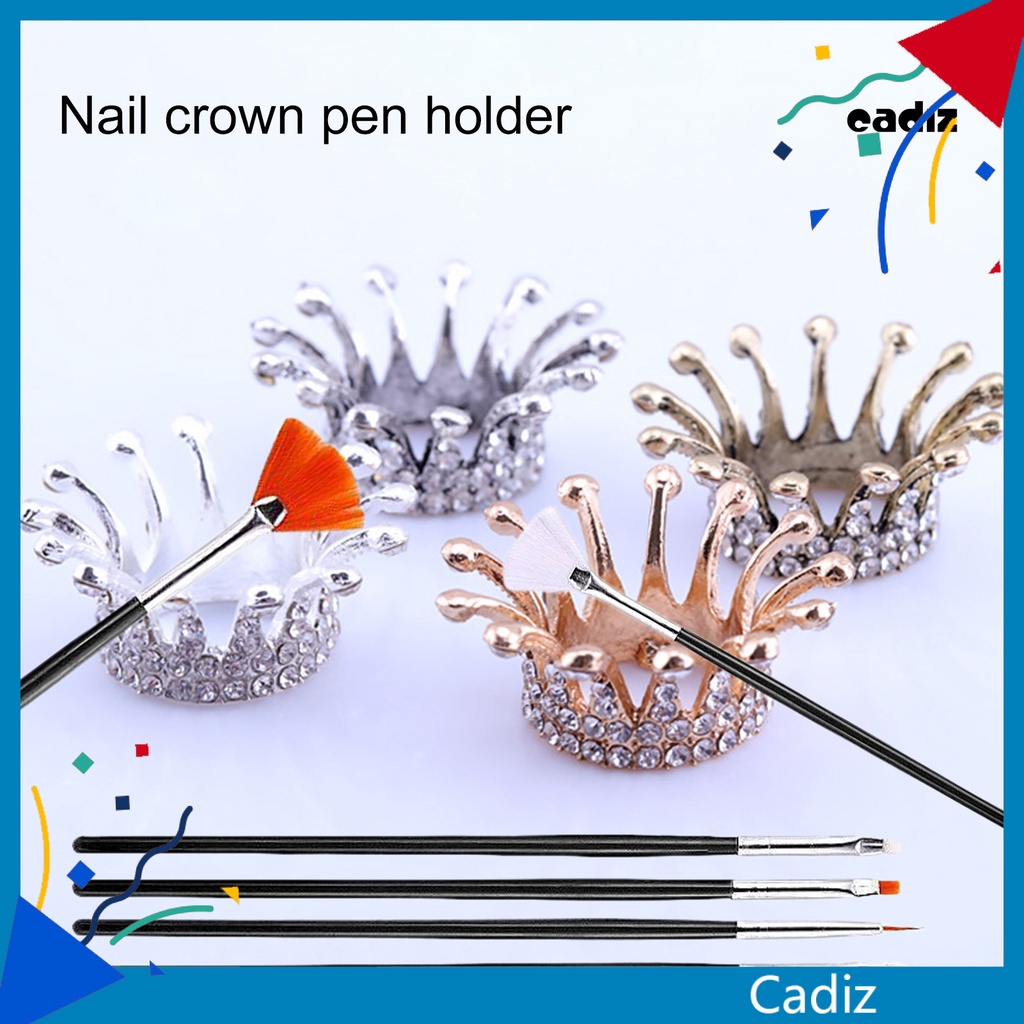 Giá Đỡ Cọ Vẽ Móng Tay Chống Rơi Chống Vỡ Hình Vương Miện Đính Kim Cương Giả DIY