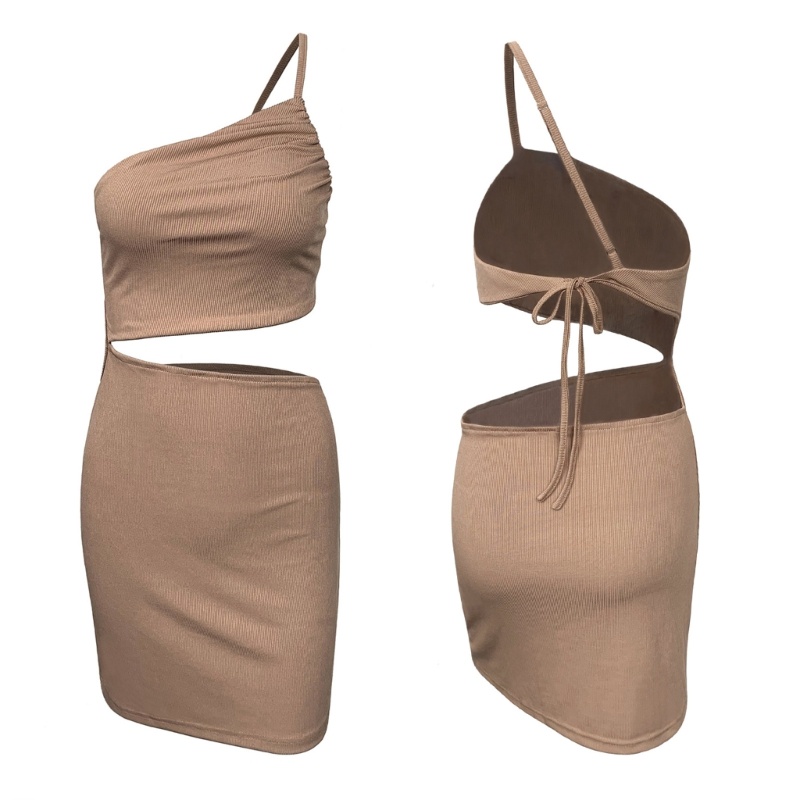 Đầm Hai Dây Hở Lưng Ôm Dáng Phối Dây Rút Thời Trang Mùa Hè Cho Nữ