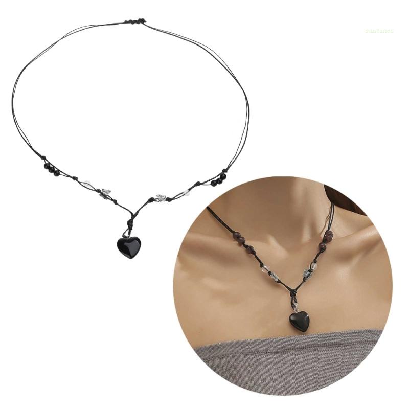 Vòng cổ Mặt Đá Tự Nhiên Hình Trái Tim Thời Trang Cho Nữ