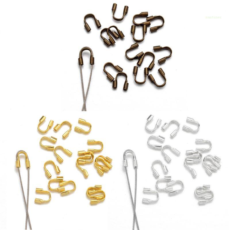 Set 100 Vòng Bảo Vệ Và Bảo Vệ Dây Vòng Cổ DIY Hình Chữ U Màu Vàng / Bạc Kích Thước Nhỏ Gọn