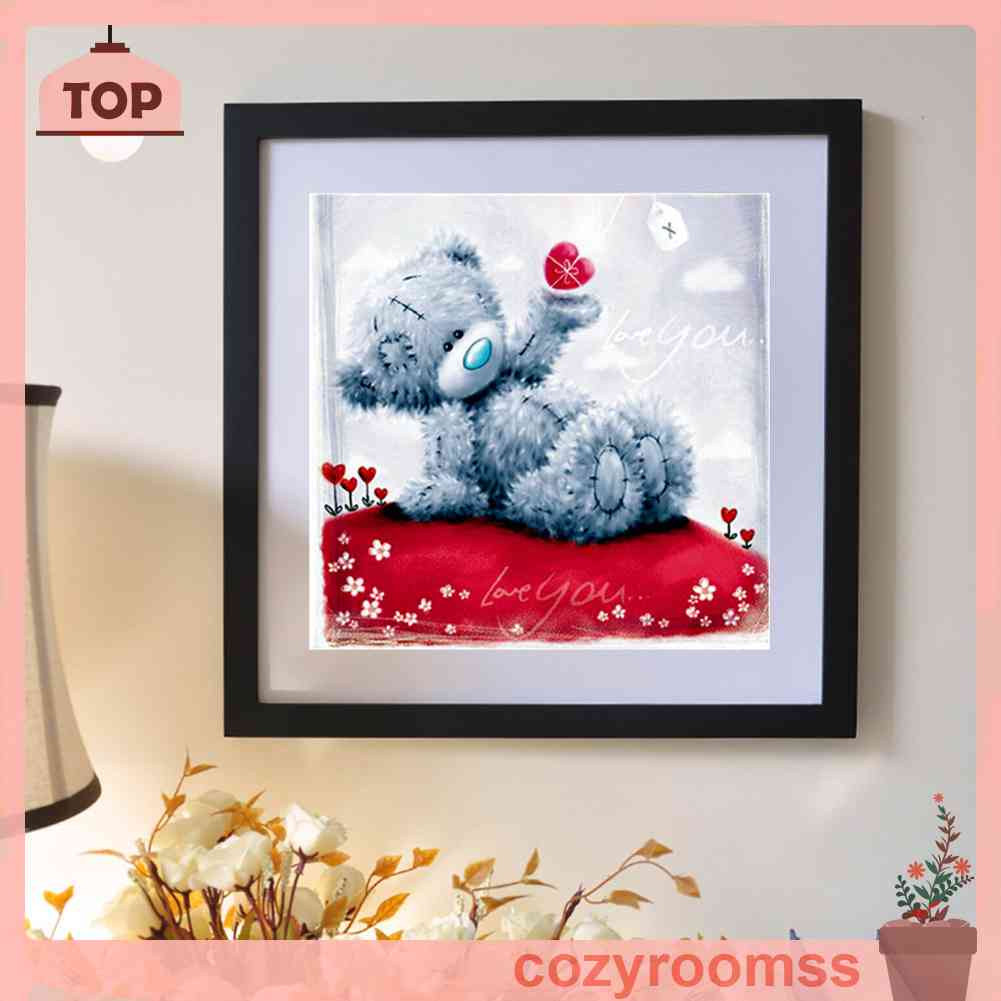 Tranh Đính Đá Kim Cương Toàn Bộ 5D DIY Hình Vẽ Gấu Tình Yêu