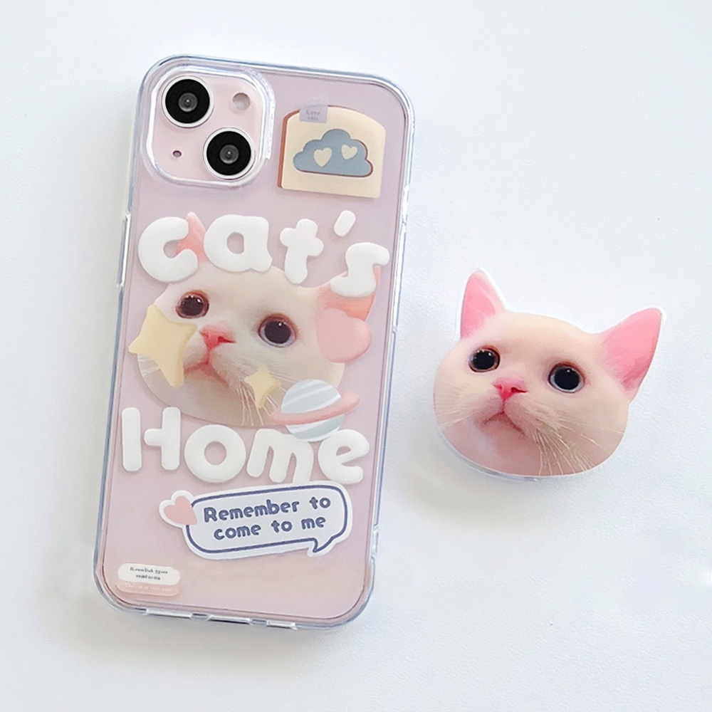 Ốp Điện Thoại TPU Mềm Chống Bụi Bẩn Chống Sốc Có Giá Đỡ Hình Mèo Dễ Thương Cho IPhone 11 12 13 14 Pro Max