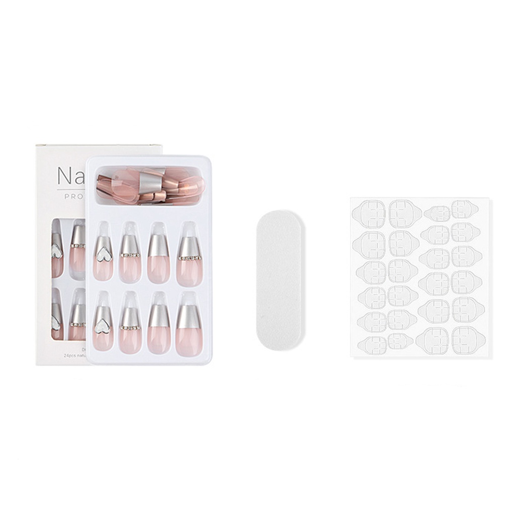 Bộ 24 Móng Tay Giả Có Keo Dán Che Phủ Toàn Diện Trang Trí Móng Tay Nghệ Thuật