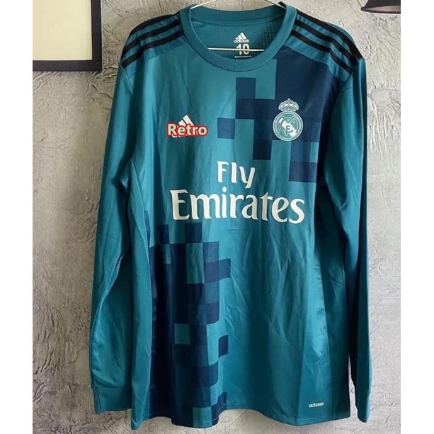 Áo Thun Tay Dài Cổ Tròn In Logo Real Madrid Thời Trang 2017 2018