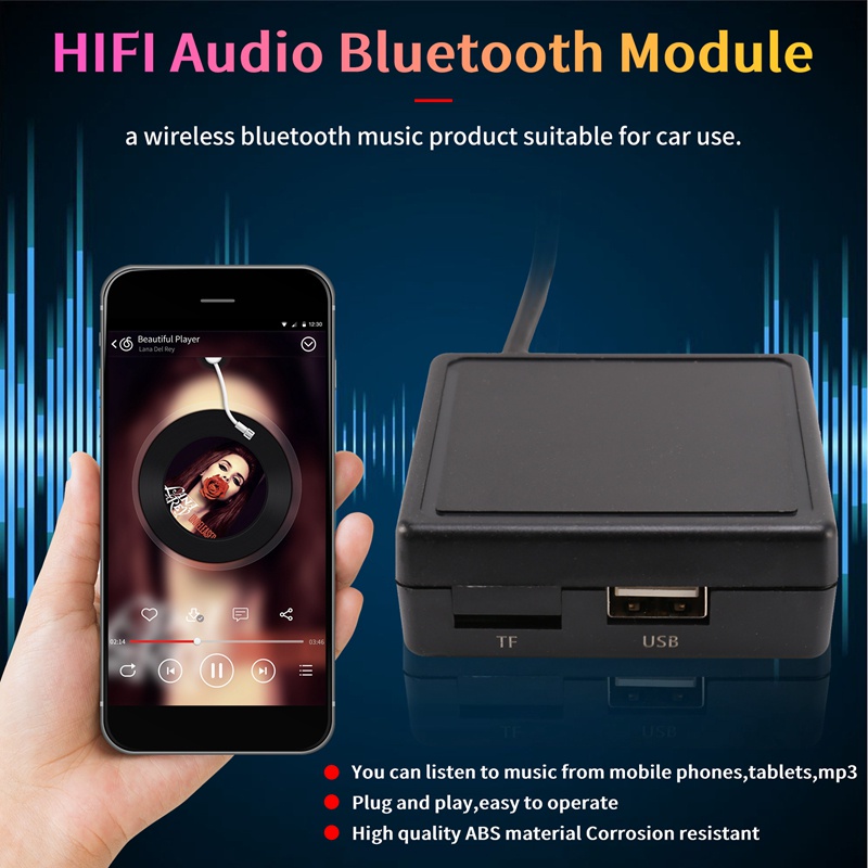 Âm thanh HIFI trên ô tô Mô-đun Bluetooth 5.0 AUX Bộ chuyển đổi cáp micrô Radio Âm thanh nổi cho Citroen C2 Peugeot 307 408 807 1007