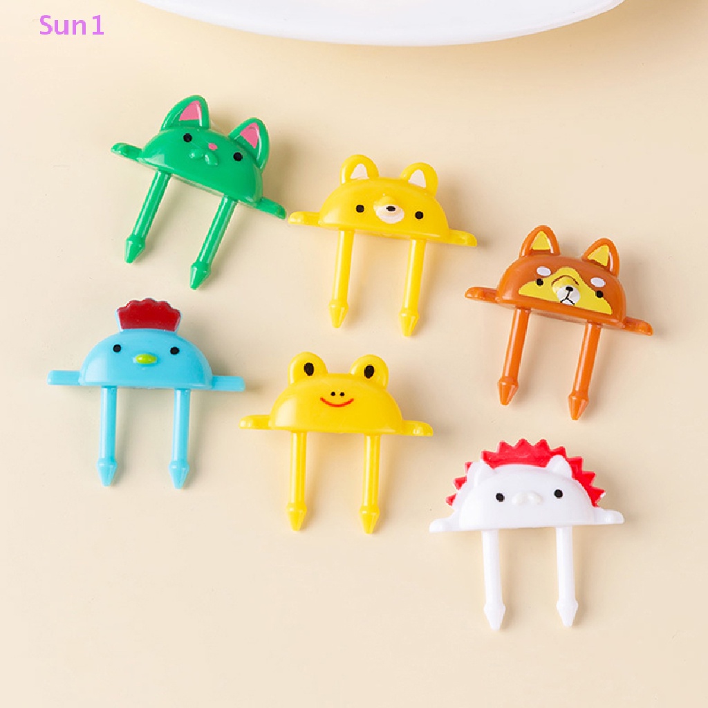 Bộ 6 Nĩa Ăn Trái Cây / Tráng Miệng / Tráng Miệng Mini Hình Động Vật Hoạt Hình Sun1 &gt; 6 Cái