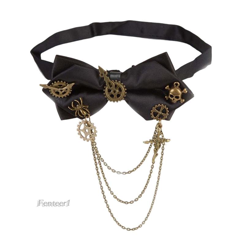 [Fenteer1] Vòng Cổ Choker Punk Với Dây Xích Bánh Răng Thoải Mái Màu Đen Cho Bạn Gái