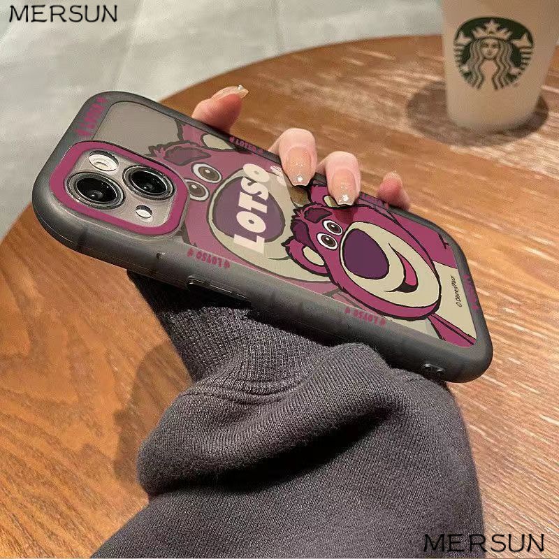 ✅Ốp Điện Thoại Trong Suốt Họa Tiết Gấu / Dâu Tây Dễ Thương Cho Iphone Pro xr 14 12 promax713