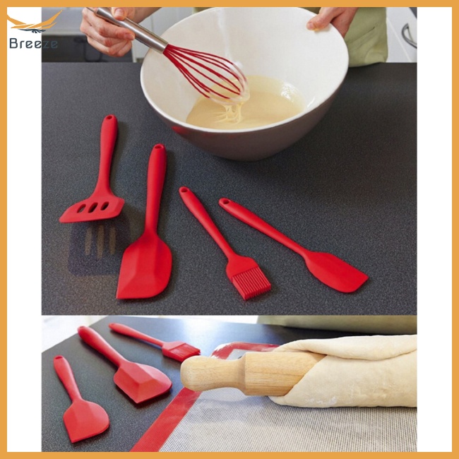 Bộ 5 Dụng Cụ Nấu Ăn Bằng Silicone Chống Dính Chịu Nhiệt Kèm Dụng Cụ Đánh Trứng Tiện Lợi