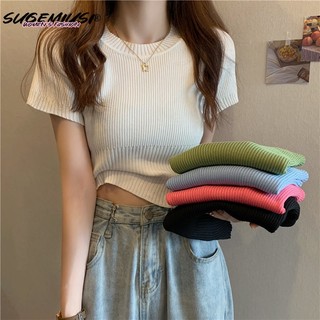 Sugemiusi Áo Thun Tay Ngắn Dáng Ôm Phong Cách Phương Tây Cao Cấp