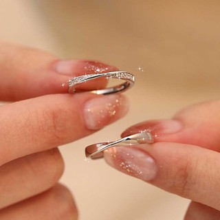 Nhẫn Đính Hôn Bằng Thép Titanium Đính Kim Cương Pha Lê Màu Vàng Hồng Kích Thước Tùy Chỉnh Thời Trang Cho Cặp Đôi