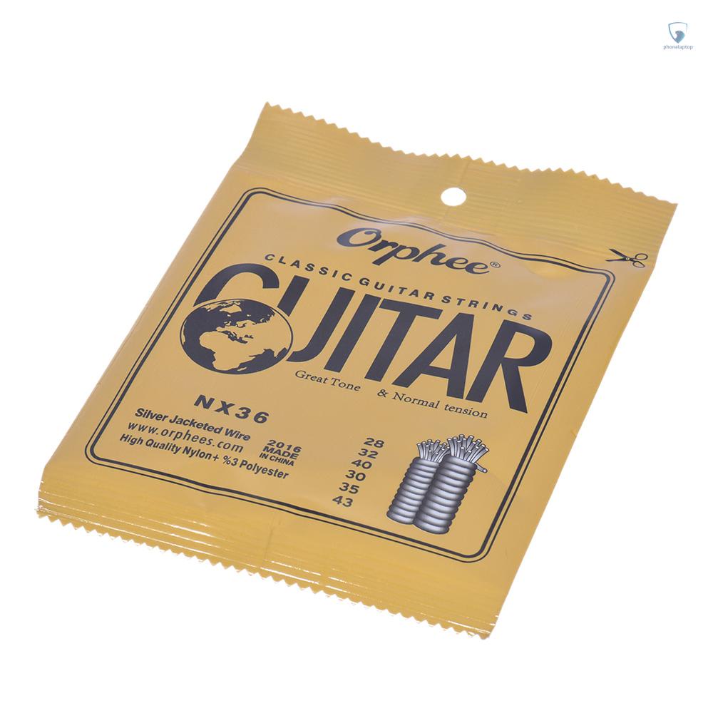 Set 6 Dây Đàn Guitar Orphee NX36 Nylon Lõi Bạc Thay Thế Toàn Diện (. 028-.043)