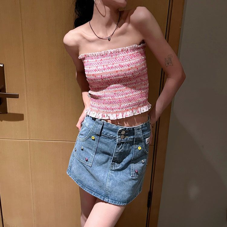 Cozok Áo Không Tay Dáng Ngắn Ôm Sát Phối Màu Tương Phản Gợi Cảm Hợp Thời Trang