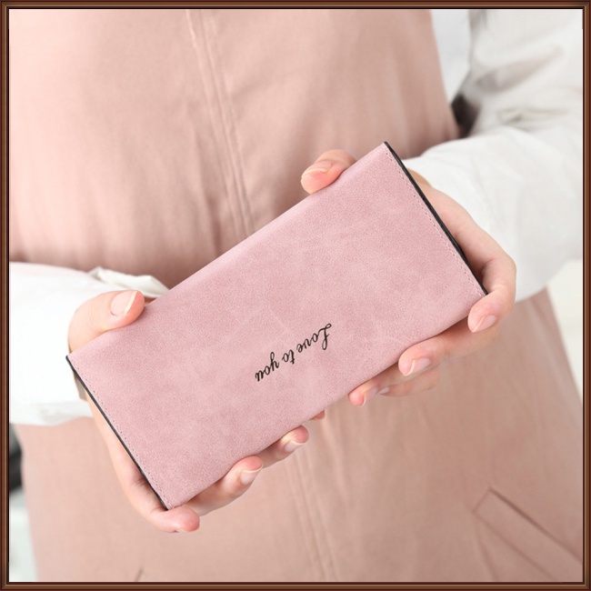 Ví Mỏng Bề Mặt Nhám Có Nhiều Ngăn Đựng Thẻ Dành Cho Nữ Sinh