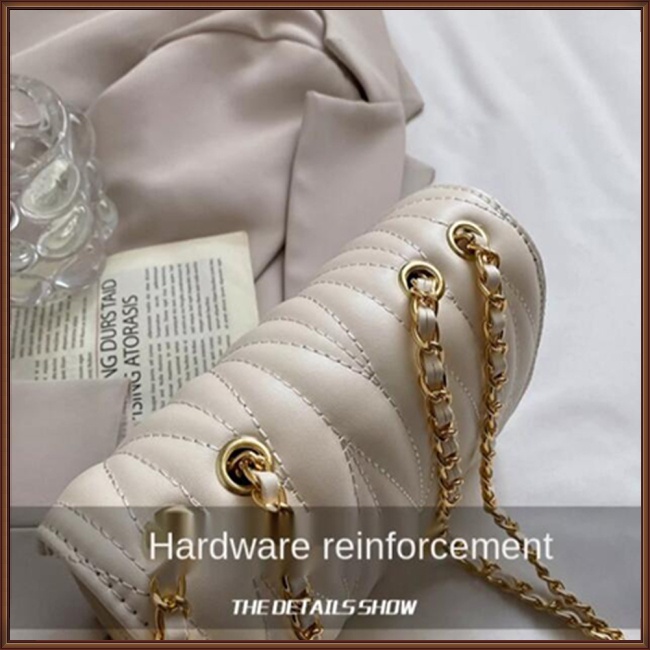 Túi Đeo Chéo Da Pu Khóa Nam Châm Đính Ngọc Trai Giả Phối Dây Xích Thời Trang Dự Tiệc Sang Trọng Cho Nữ