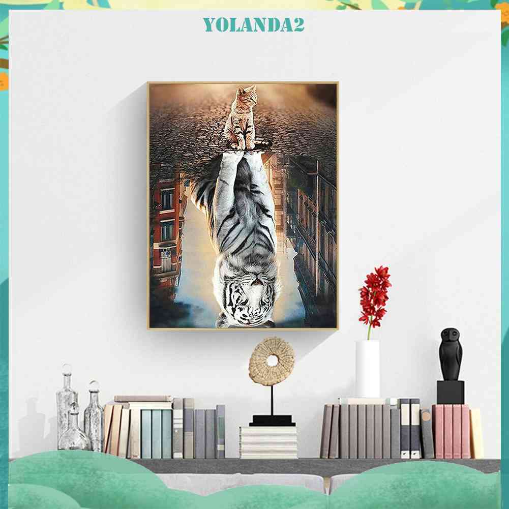 Tranh Đính Đá Kim Cương Toàn Bộ 5D DIY Hình Vẽ Mèo / Hổ