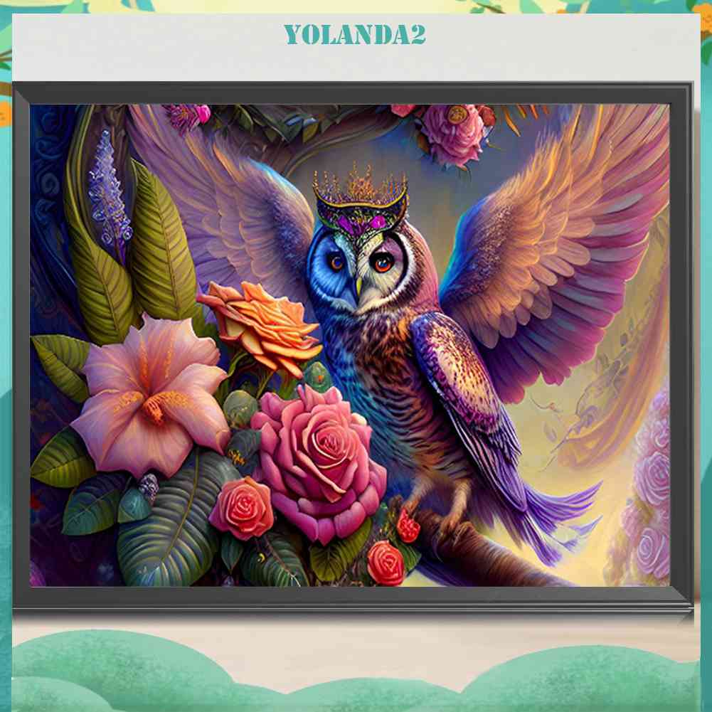 Tranh Đính Đá Kim Cương Toàn Bộ 5D DIY Hình Vẽ Hoa Chim Cú