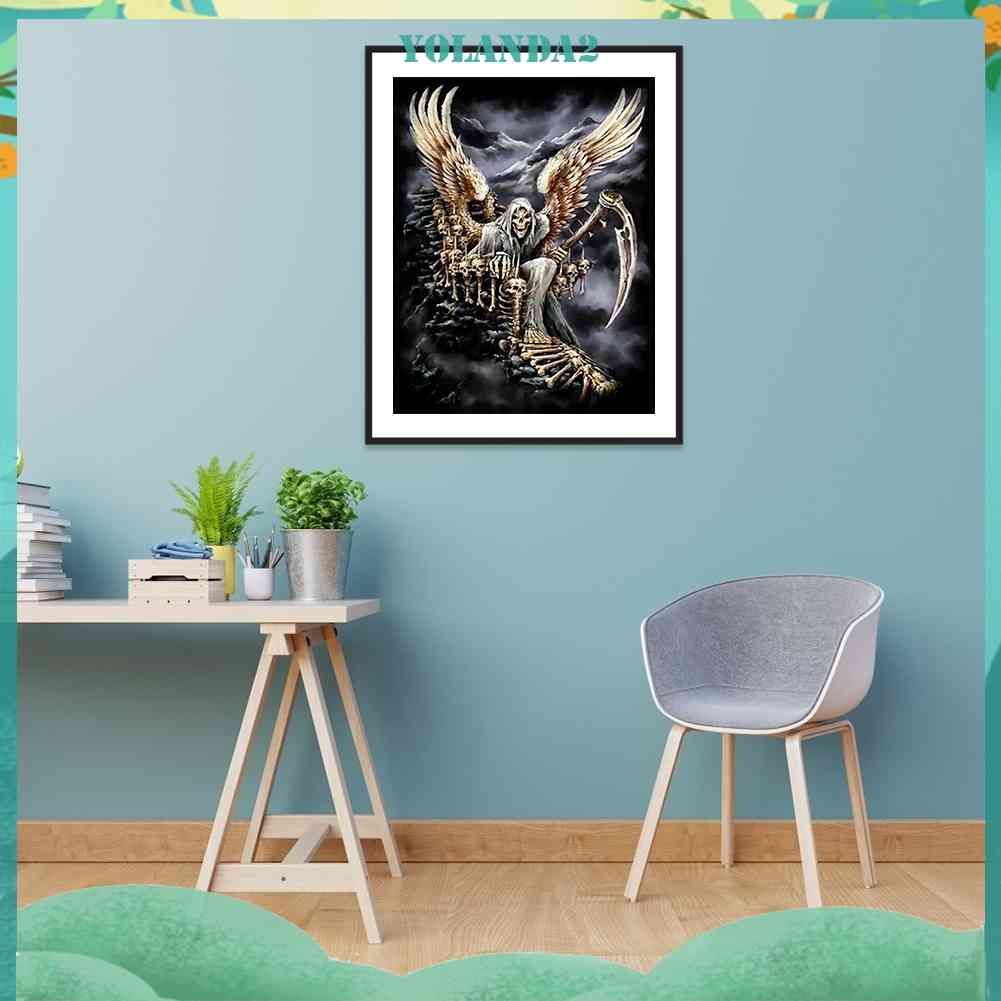 Tranh Đính Đá Kim Cương Toàn Bộ 5D DIY Hình Vẽ Bộ Xương Người Trang Trí Nhà Cửa