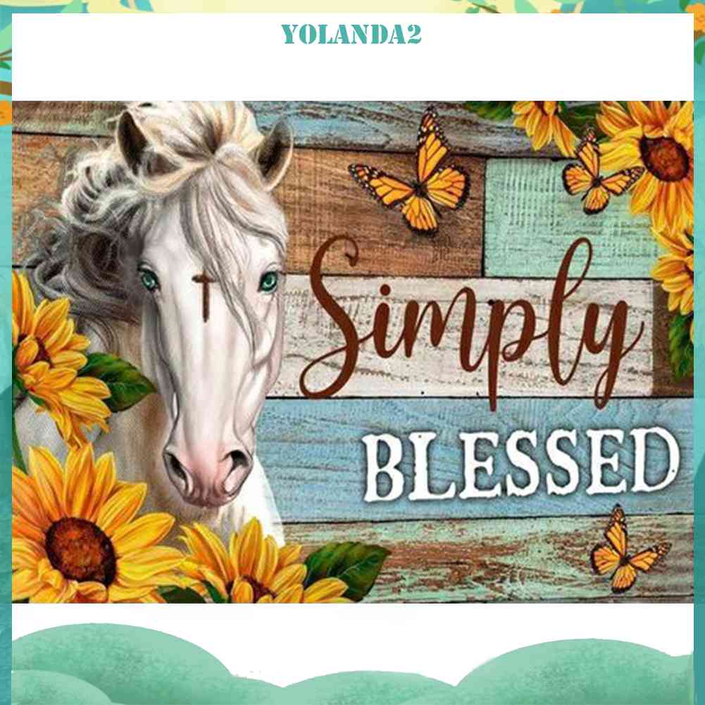 Tranh Đính Đá Kim Cương Toàn Bộ 5D DIY Hình Vẽ Hoa Hướng Dương Ngựa