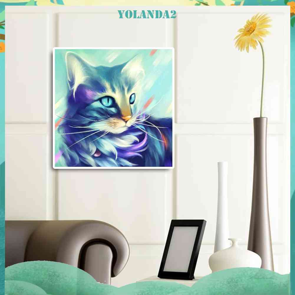 Tranh Đính Đá Kim Cương Toàn Bộ 5D DIY Hình Vẽ Mèo Trang Trí Phòng