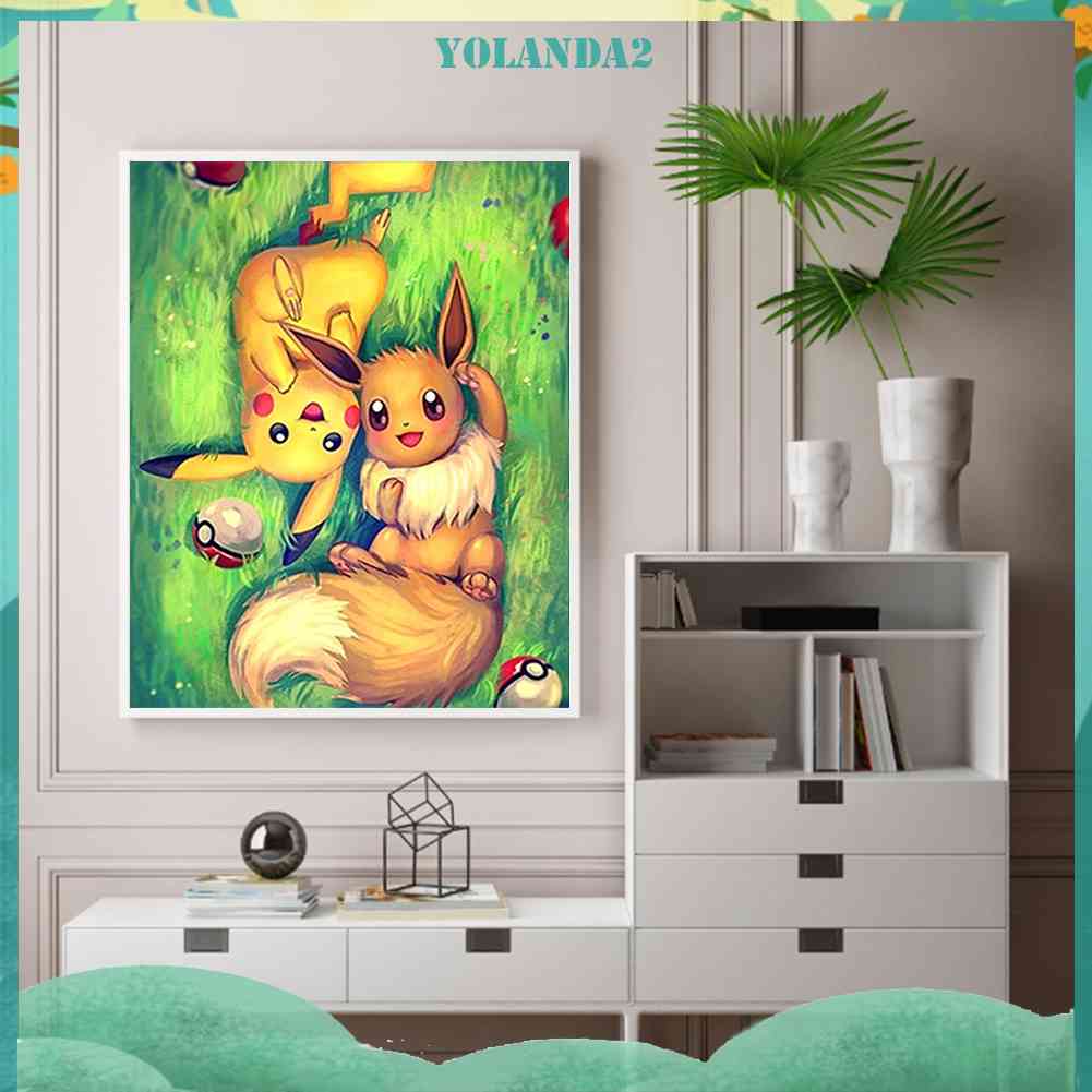 Bộ Tranh Đính Đá Tròn Toàn Diện Họa Tiết mon Độc Đáo DIY Dùng Trang Trí Nhà Cửa