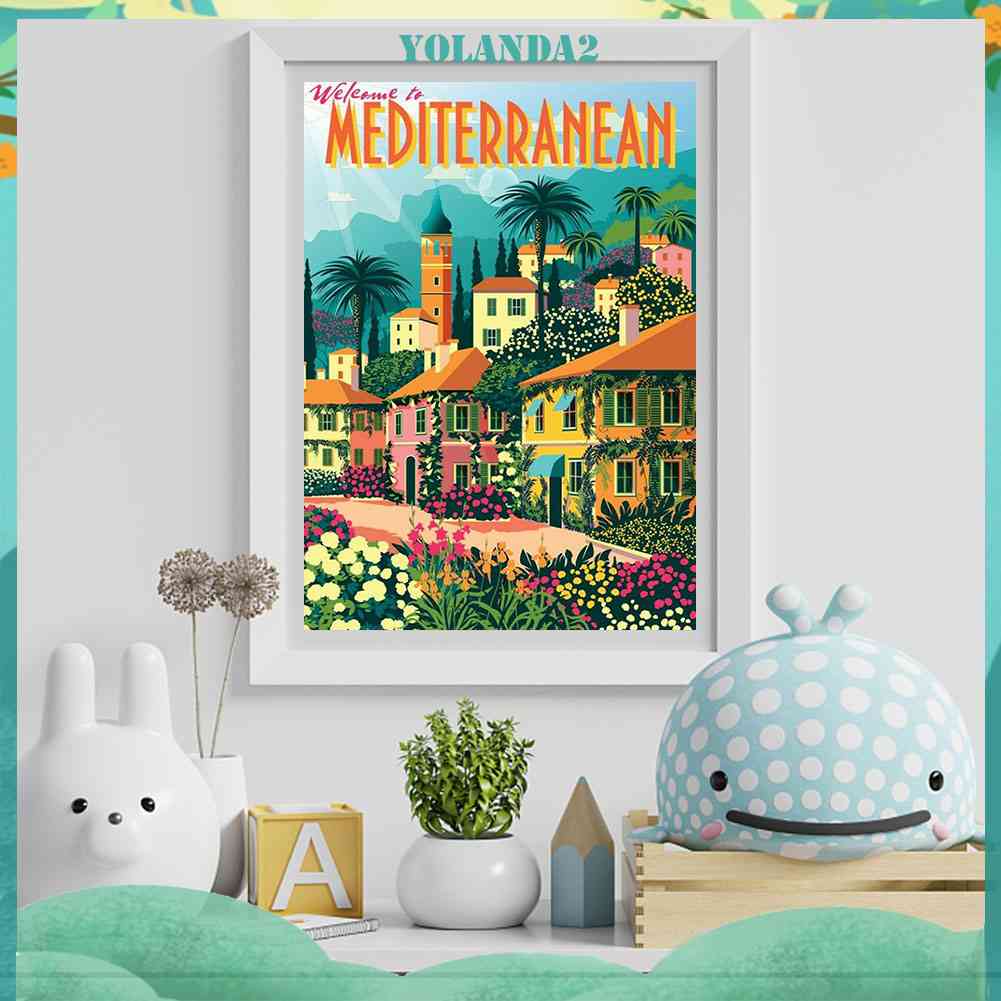 Tranh Đính Đá Kim Cương Toàn Bộ 5D DIY Hình Vẽ Địa Trung Hải